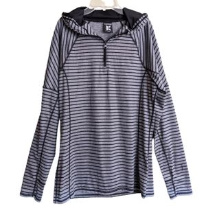 Kyodan Top Hoodie Stripe Athletic Mock Neck Quarter Zip Pullover Stretch